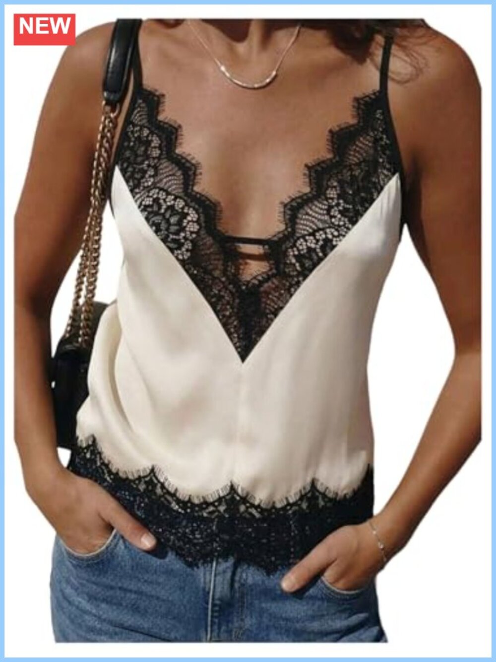 Satin Lace Camisole Spaghetti Strap Dressy Top